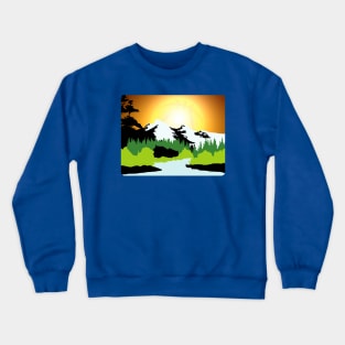 Bob Ross Basketball Sunrise Crewneck Sweatshirt